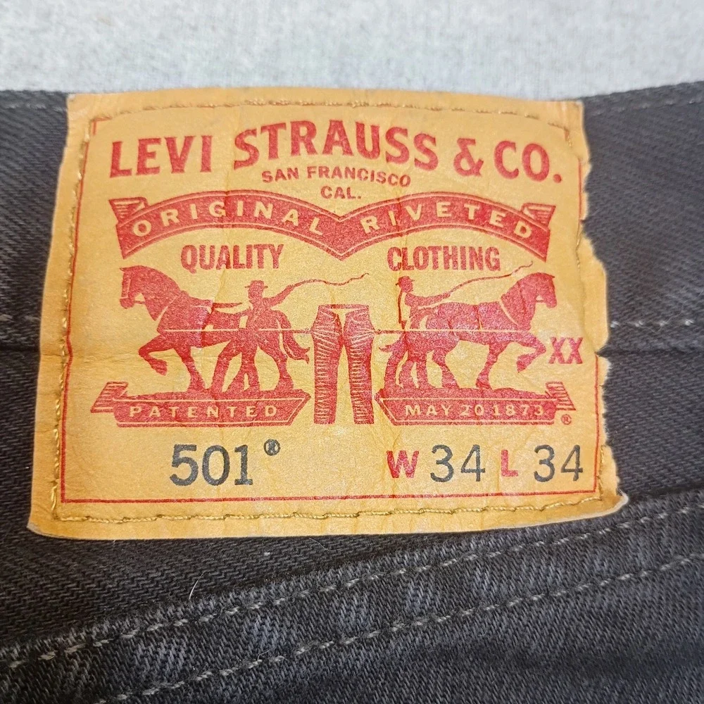 Levi's 501 Jeans Men's 34x34 (35x33) Black Button Fly Straight Leg Denim Pants